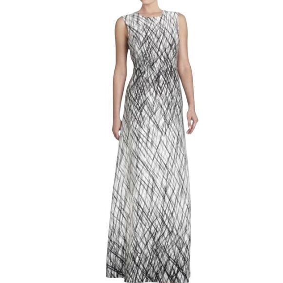 BCBGMaxAzria "Chloey" Black White Printed Full Length Gown Maxi Dress - Picture 4 of 14